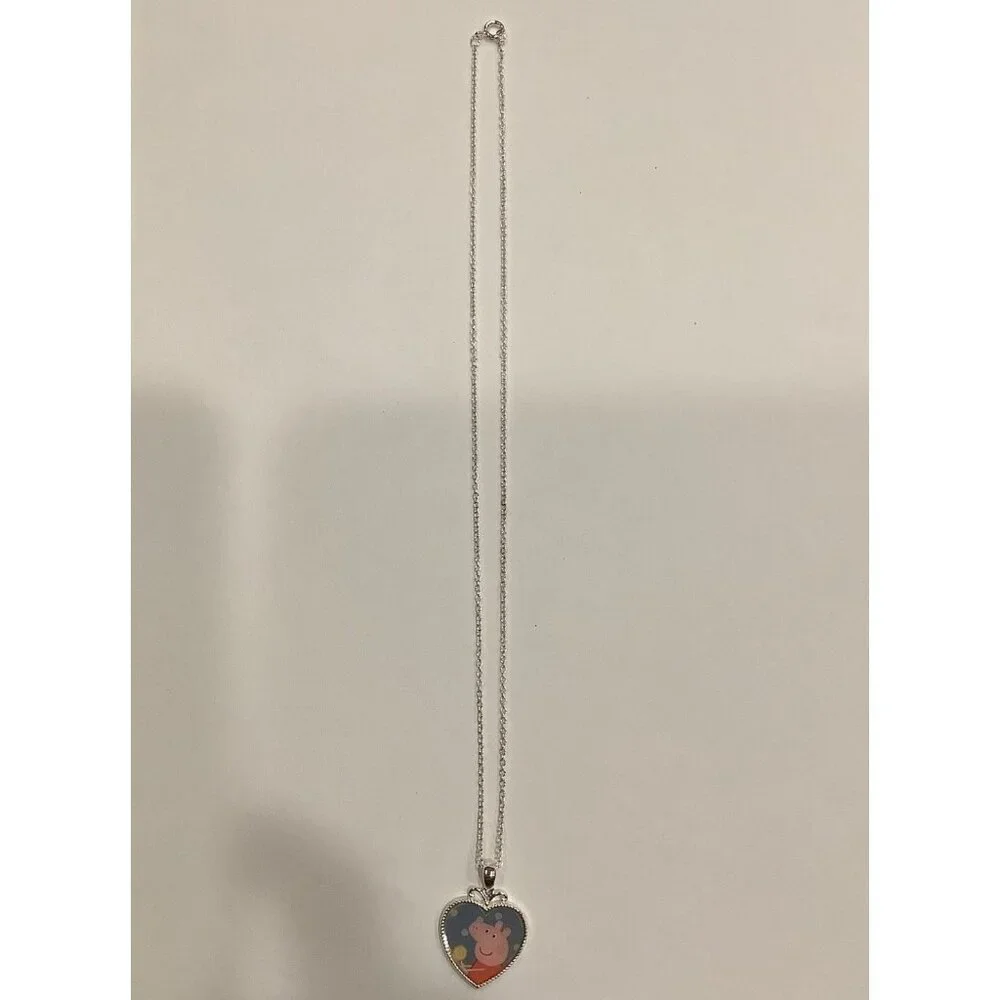 Peppa Pig Fine Silver Plated Heart Necklace, New Without Tags